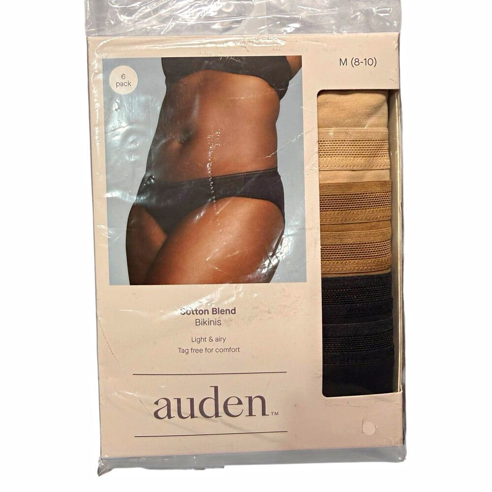 Auden Women’s Cotton Blend Bikini Underwear 6 Pack Size M 8-10 New